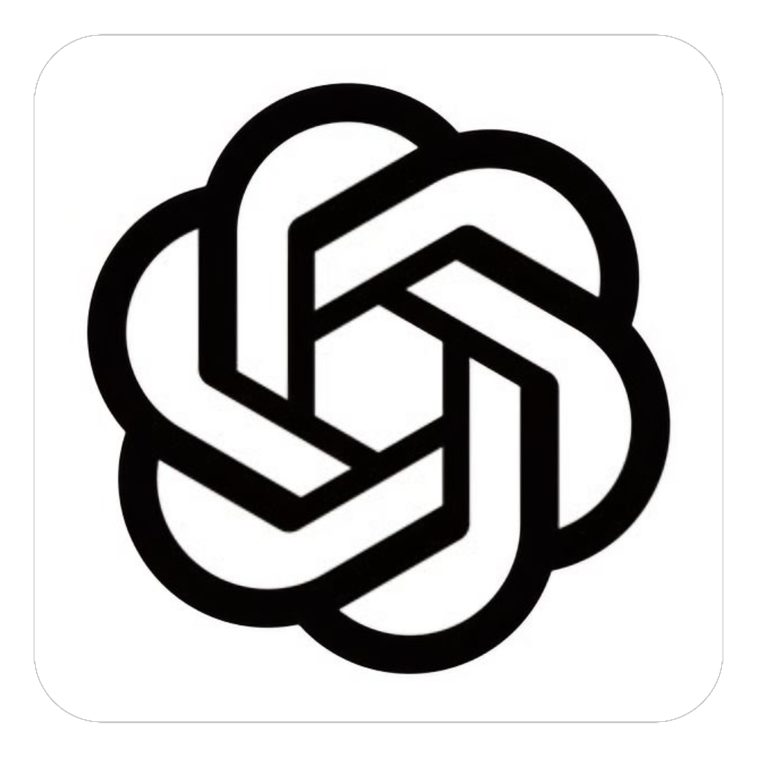 图片为Chat GPT的LOGO，是一个由多个黑色线条交织而成的图形，线条相互缠绕，形成一个复杂的图案。该LOGO位于介绍AI文本生成工具的文档中，上下文在对比介绍多款AI文本生成工具时，提到Chat GPT生态成熟、多模态生成、复杂任务稳定性高等核心特点，此LOGO与上下文对应，直观呈现了Chat GPT的品牌标识。