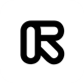 图片展示的是AI视频和动态图工具Topaz Video AI的LOGO。LOGO由一个黑色的“R”形图案构成，位于一个白色圆环内。该LOGO与文档中介绍Topaz Video AI的内容相关，Topaz Video AI是一款专业AI视频修复增强工具，主打视频高清放大、去模糊、补帧、降噪、防抖、修复老旧模糊视频，提升画质与流畅度。